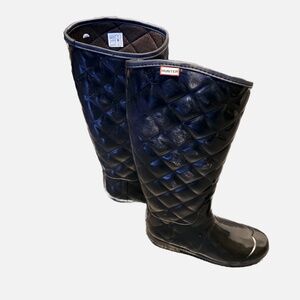 Hunter black quilted rubber boots